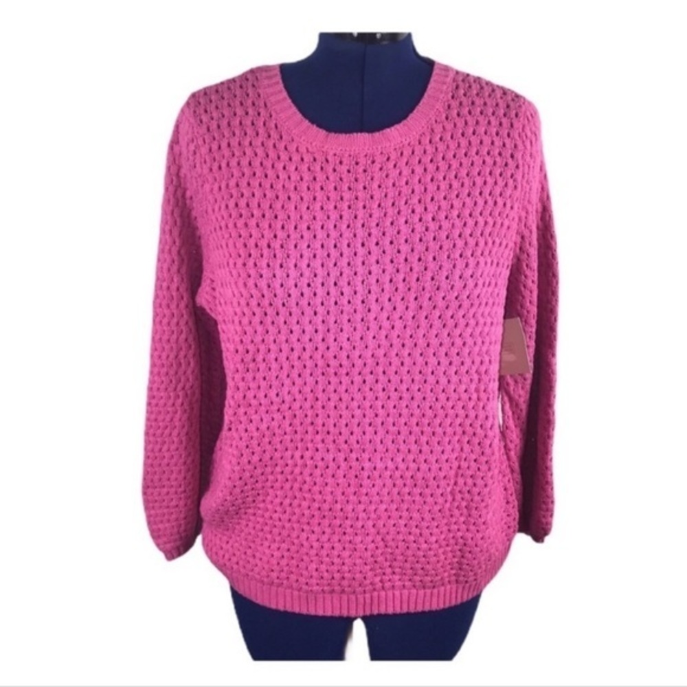 NWT 14th & Union L pink crew neck long sleeve oversized Cotton blend sweater